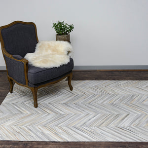 Cowhide Patchwork Chevron Silver Grey